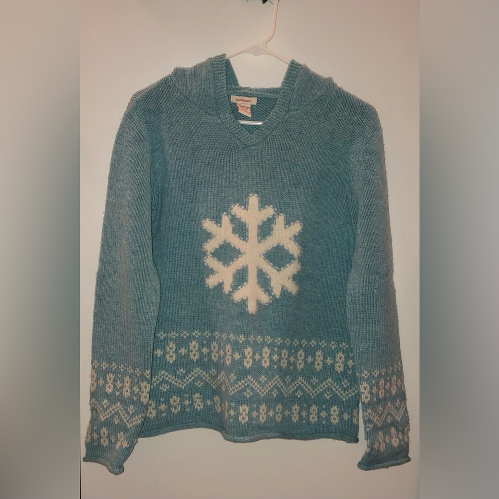 Sundance Light Blue Snowflake Sweater Hoodie